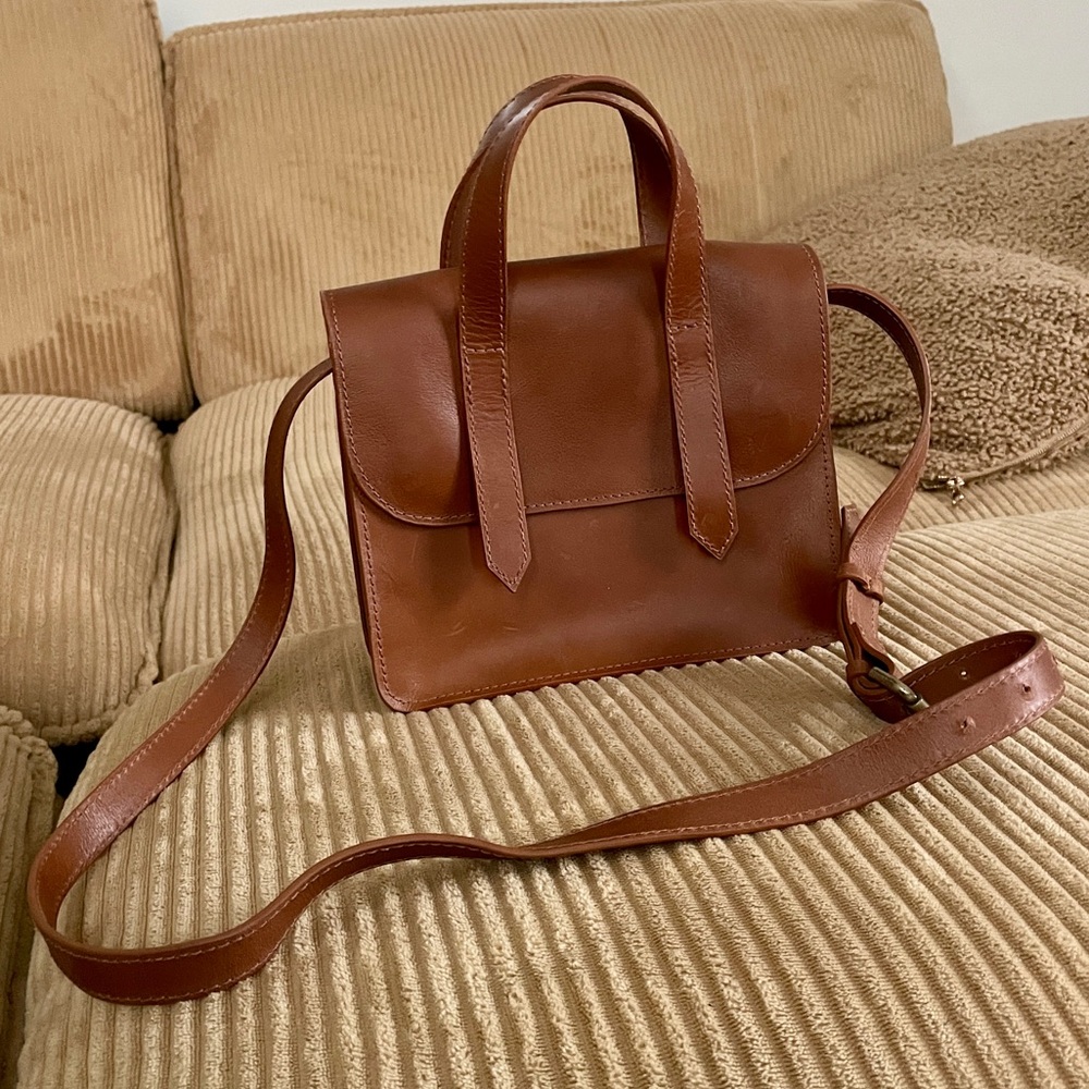 ABLE Leather Crossbody Bag in Whiskey
